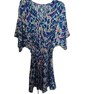 NWT Cupshe AbstractcVibrant Blue Green Pink Shorts Romper